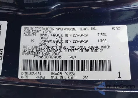 2023 Toyota Tundra 1794 Edition из США, поврежденный, VIN 5TFMA5DB8PX090605